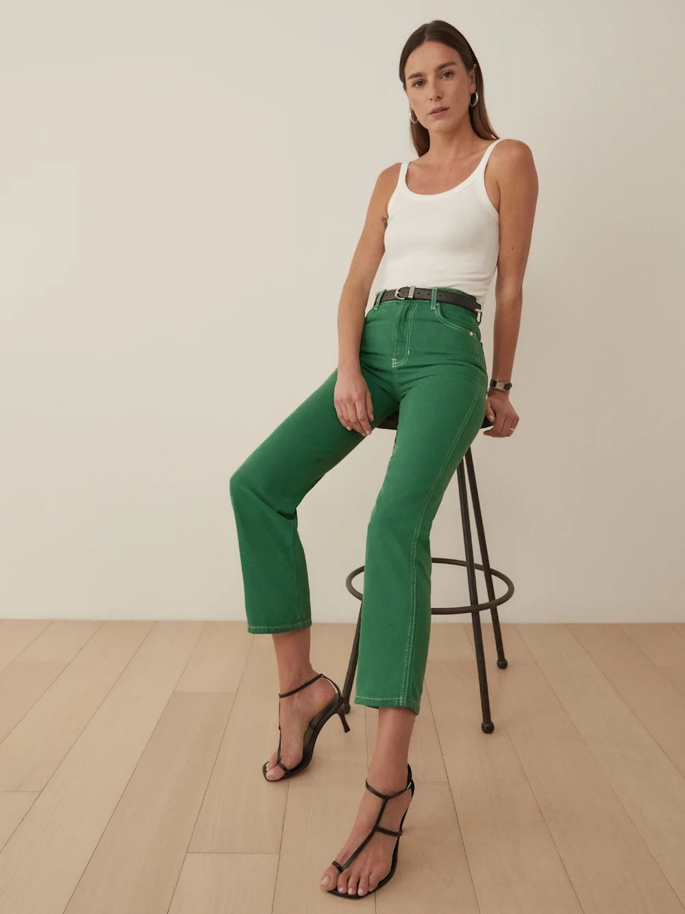REFORMATION Cowboy High Rise Straight Jeans In Grass sz27